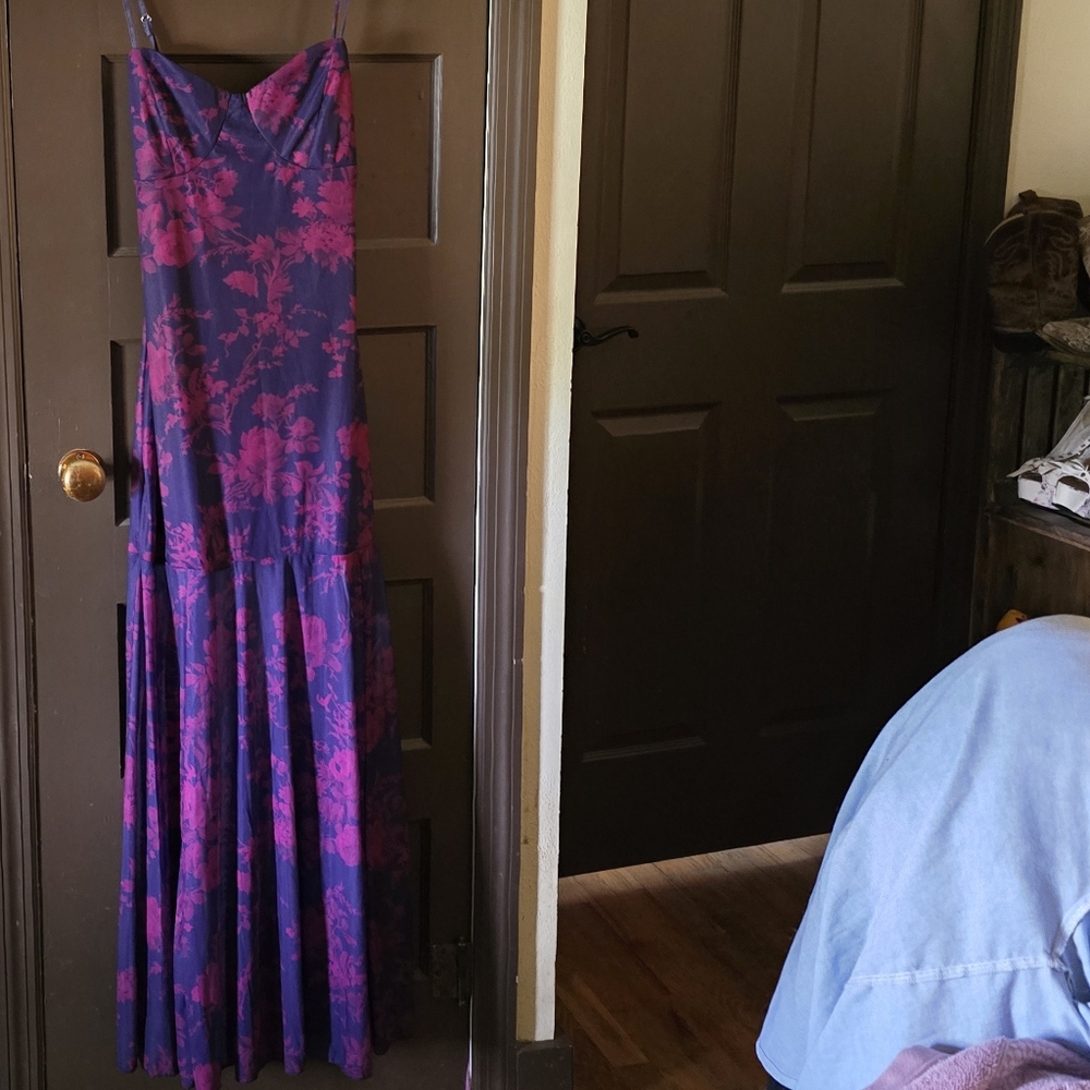 Purple and Pink Floral Maxi Dress